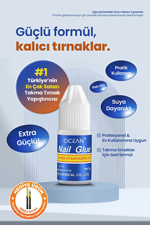 Ocean Takma Tırnak Yapıştırıcı Tips Yapıştırıcı Hızlı Yapıştırıcı Nail Glue 3 gr