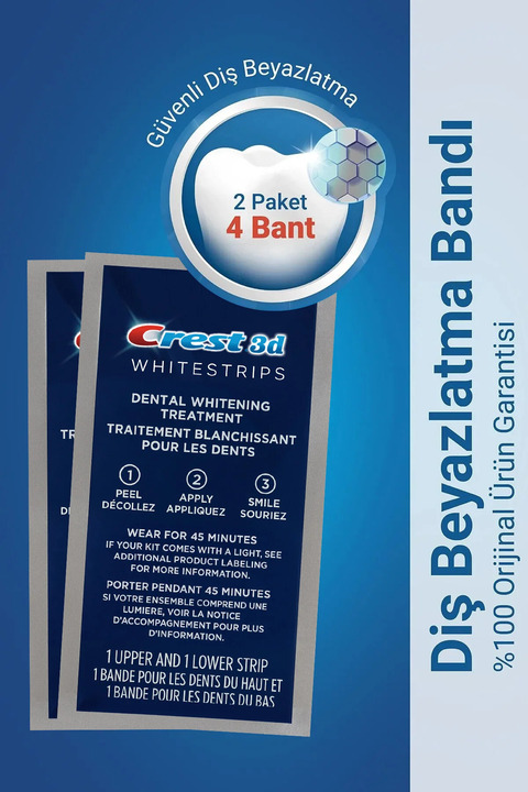CREST Whitestrips Dental Whitening Diş Beyazlatma Bantları 2 Paket (4 Bant)