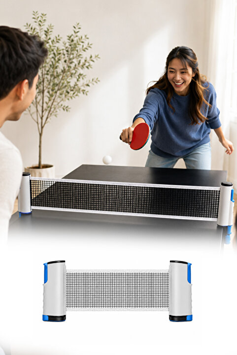 omilife Ayarlanabilir Masa Tenisi Filesi Mekanizmalı Taşınabilir Ev Ofis Tenis Ağı 170 cm