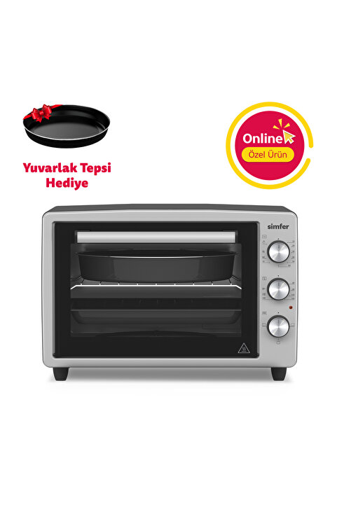 Simfer 3426 İnox Gri 34 LT Statik Mini/Midi Fırın - 4 Fonksiyon, Programlanabilir Pişirme & Isı Kontrol