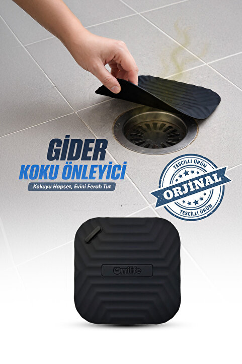 omilife Siyah Kare Kötü Koku Önleyici Gider Kapağı – Silikon Banyo Mutfak Balkon Lavabo Tıpası