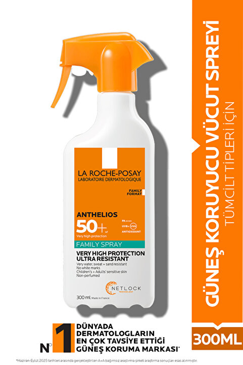 La Roche Posay Anthelios Family Spray SPF50+ Tüm Cilt Tipleri İçin Uygun Sprey Formunda Vücut Güneş Kremi 300 ml