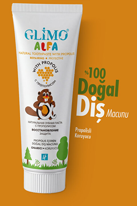 Glimo Alfa Propolisli %100 Doğal Çocuk Diş Macunu 50 Ml, Yutulabilir Güvenli, Koruyucu,Onarıcı,Beyazlatıcı