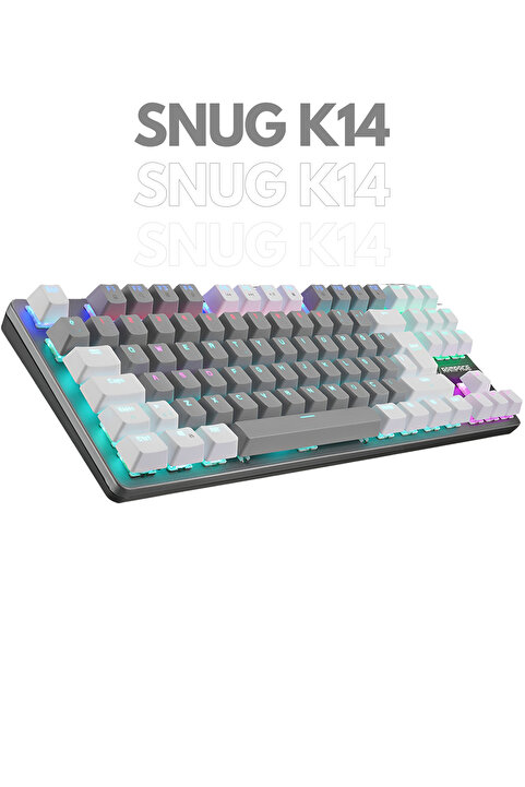 Rampage Snug K14 Beyaz/gri Kırmızı Red Switch Rainbow 87 Tuş Tkl Mekanik Gaming Oyuncu Klavyesi Kompakt