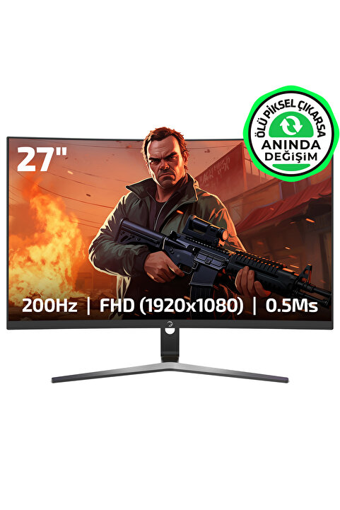Gamepower Vivid T50 27" 1500R Curved RGB Siyah 200Hz 0.5ms FHD VA Gaming Monitör (Ölü Pikselde Anında Değişim)