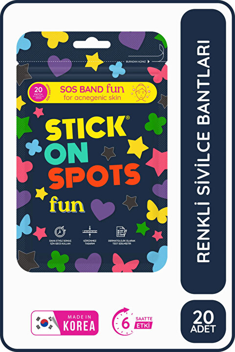 Stick On Spots S.O.S Band Fun - 20 Adet /Akne Bandı - Pimple Patch- Hidrokolloid Bant