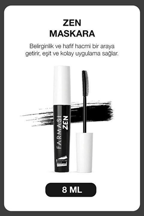 Farmasi Zen Extension Lash Belirgin ve Hacim Etkili Maskara | Ultra Siyah
