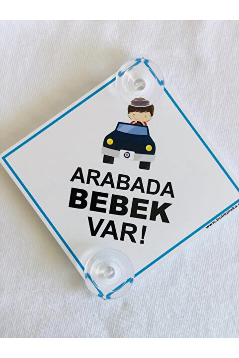 BUTİKPLAKA Dikkat Arabada Bebek Var/ Ikaz Levhası 15x15 Cm pleksi güneşten etkilenmez Arabalı Erkek Çocuk