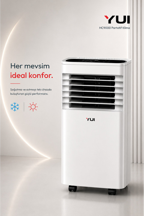 Yui HC9000 9000 BTU Soğutmalı & 7848 BTU Isıtma Portatif Klima (Uzaktan Kumandalı)