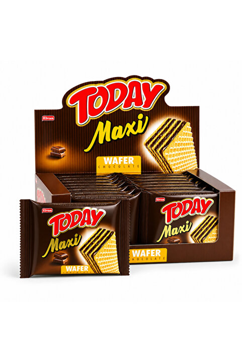 Elvan Today Maxi Çikolatalı Gofret 38 Gr. 24 Adet ( 1 Kutu)