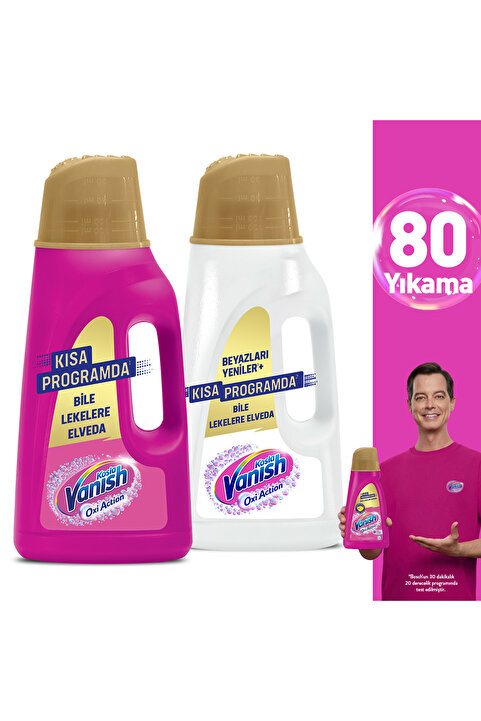 Vanish Oxi Action Deterjan Güçlendirici ve Leke Çıkarıcı Sıvı Renkliler 2000 ml + Beyaz 2000 ml