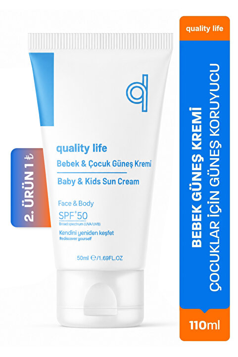 Quality Life Bebek Güneş Kremi - Çocuklar İçin Güneş Koruyucu Kremi - 50+ Spf 50 ML - Çok Yüksek Koruma UVA UVB