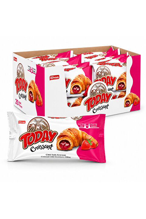 Elvan Today Kruvasan Çilekli 40 Gr. 20 Adet (1 Kutu)