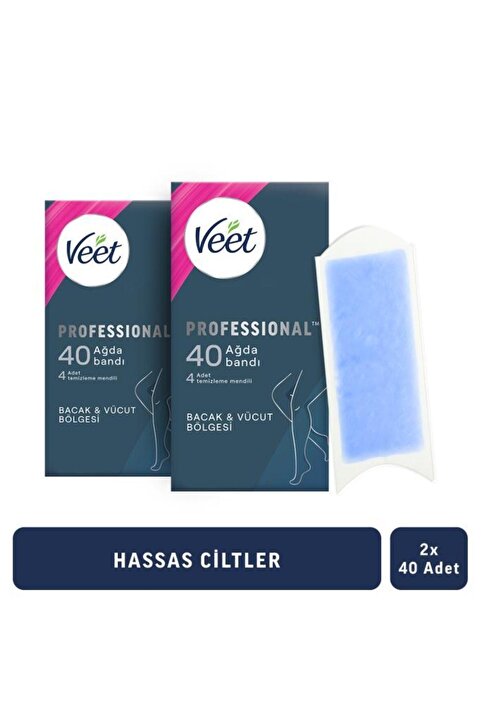 Veet Professional Ağda Bandı Hassas Ciltler Için Bacak&vücut Bölgesi Süper Fırsat 80 Adet (40X2)