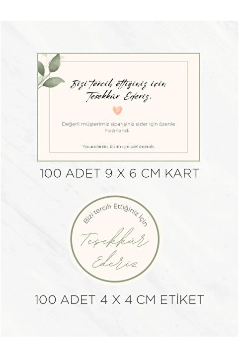 Piksel Teşekkür Kartı Ve Etiketi 100 adet