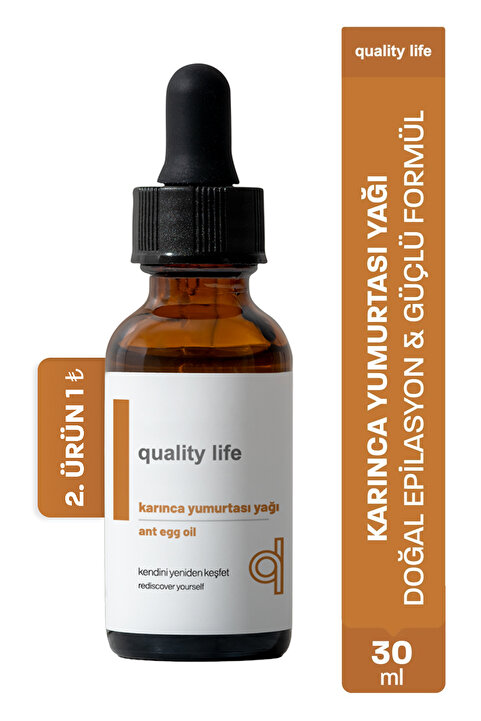 Quality Life Karınca Yumurtası Yağı Tüy Azaltıcı ve Tüy Dökücü Bakım Yağı 30ML Lazer Ağda Sonrası Kullanıma Uygun