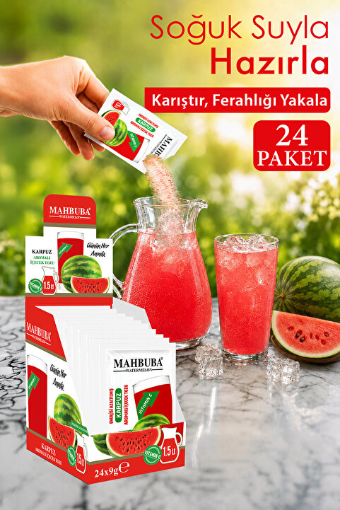 Mahbuba Karpuz Aromalı Soğuk Toz Içecek 24x9gr