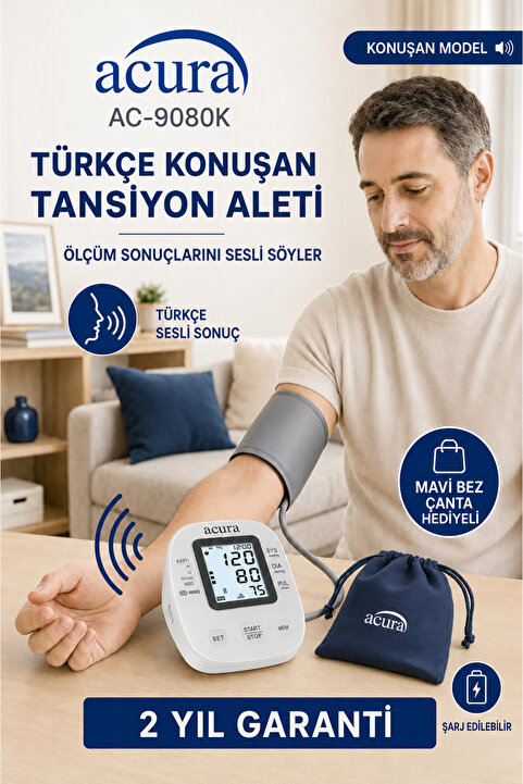 Acura AC-9080K Şarjlı Türkçe Konuşan Koldan Tansiyon Aleti – Çanta Hediyeli