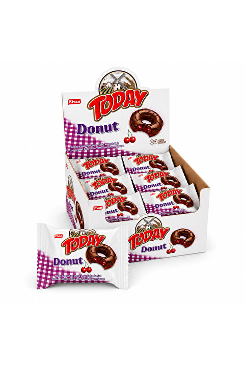 Elvan Today Donut Kek Vişneli 35Gr. 24 Adet (1 Kutu)