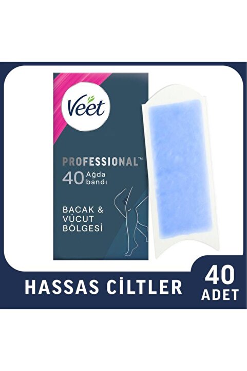 Veet Professional Ağda Bandı Hassas Ciltler için Bacak & Vücut Bölgesi 40 Adet