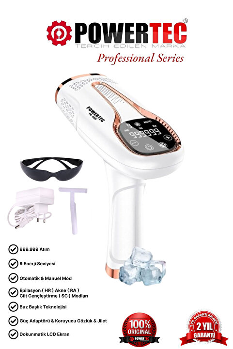Powertec TR-999  IPL Buz Lazer Epilasyon 999.999 Atım Otomatik/Manuel Mod 9 Seviye
