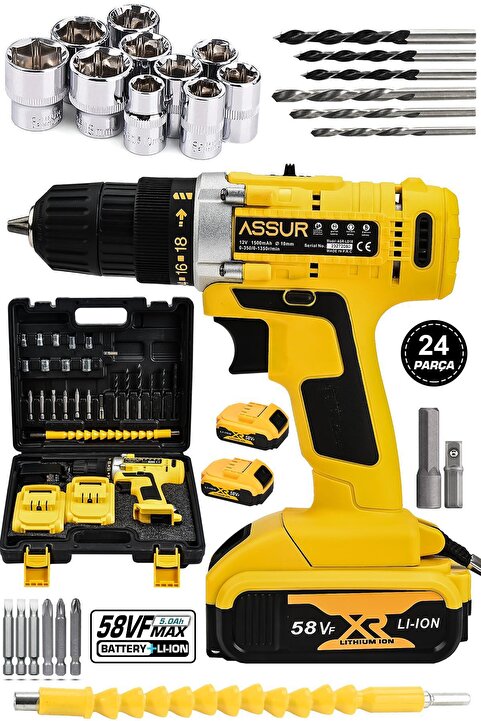 ASSUR 12V Şarjlı Matkap Çelik Şanzıman Bakır Sargılı Akülü Vidalama