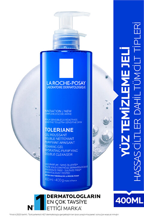 La Roche Posay Toleriane Hassas Ciltler Dahil Tüm Cilt Tipleri İçin Nemlendirme Etkili Yüz Temizleme Jeli 400 ml