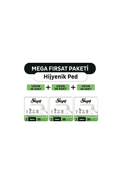 Sleepy Natural Ultra Hassas Hijyenik Ped Mega Fırsat Paketi Uzun 108 Adet