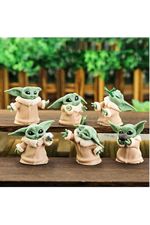 hediyeconcepti 6 Adet/takım Disney Bebek Yoda Hareketli Oyuncak Bebekler Anime 5-6cm Star Wars Kawai Mini Dekor