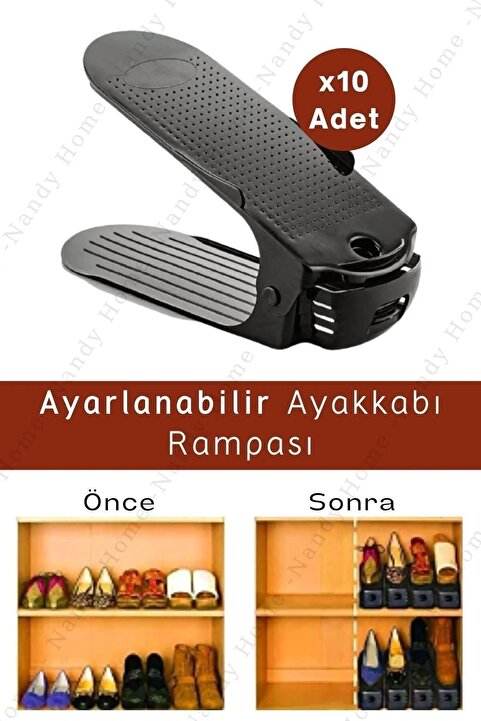 Nandy Home Siyah Ayarlanabilir 4 Kademeli Ayakkabı Rampası 10'lu Set Fiyatı - Trendyol