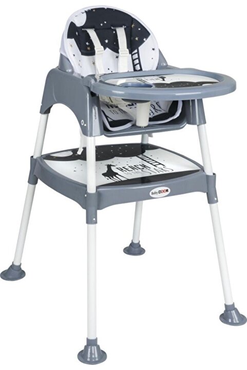 babydoor & Mama Star Çalışma Masalı Pedli Mama Sandalyesi Gri 3 In 1