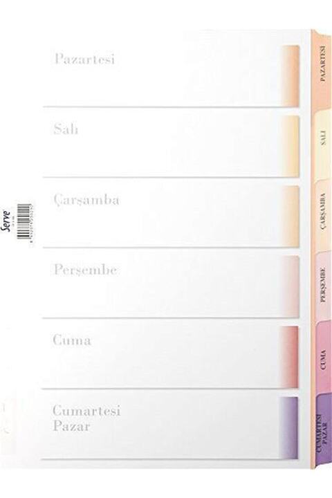 Serve A4 Günler Pastel Seri Karton Ayraç