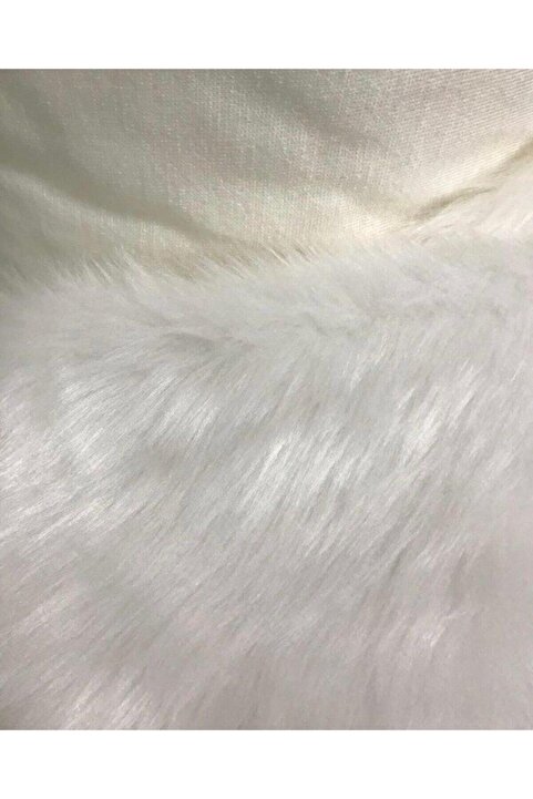 Genel Markalar Yumuşak Ve Uzun Tüylü Peluş Kürk Kumaş Beyaz 50x150 Cm