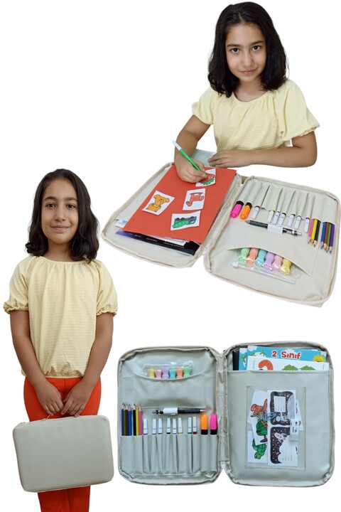 Wi Fro Resim Çantası Kalemlikli Defter Boya Malzemeleri Aktivite Çantası Unisex Çok Amaçlı Çanta