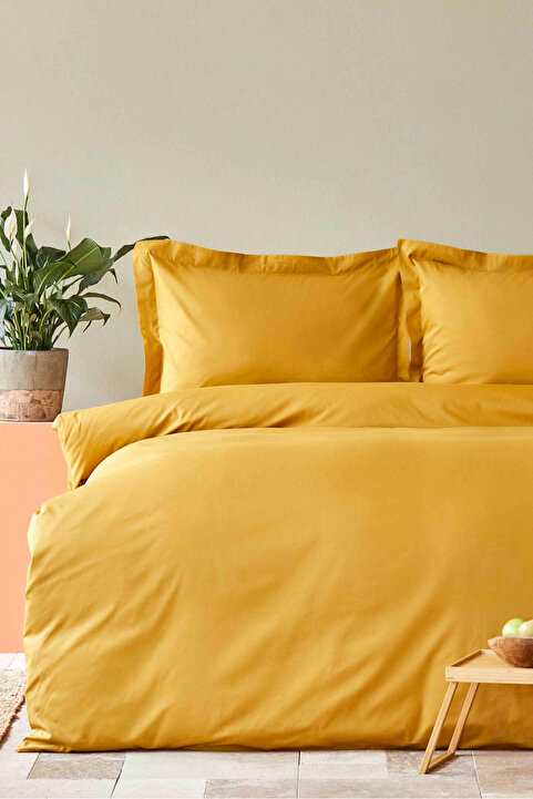 Karaca Home Back To Basic %100 Pamuk King Size Nevresim Takımı Açık Hardal