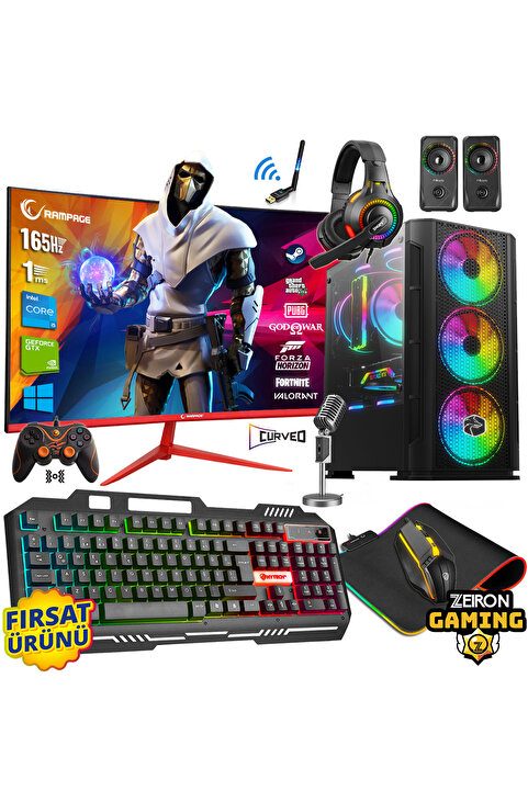 Zeiron Galaxy Ryzen 5 3600 16GB DDR4 512GB NVMe M.2 SSD RX580 8GB 24" 165Hz Hazır Sistem Oyuncu Bilgisayarı