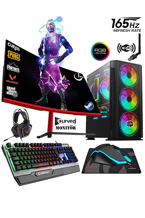 Zeiron Sp32 Ryzen 5 3600 16gb 1tb Ssd+500gb Gtx1650 23.8" 165hz Curved Oyuncu Masaüstü Bilgisayar