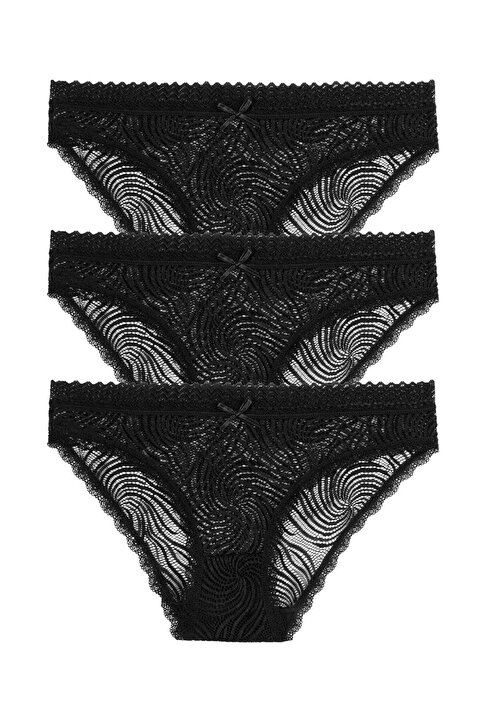 Suwen 3'lü Dantelli Normal Bel Slip Külot