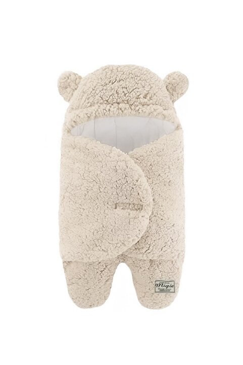 migie 0-4 Ay Bebek Dış Kundak Uyku Tulumu Kıvırcık Wellsoft Peluş Bej