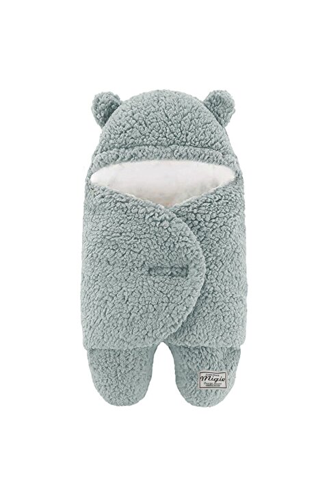 migie 0-4 Ay Bebek Dış Kundak Uyku Tulumu Kıvırcık Wellsoft Peluş Indigo