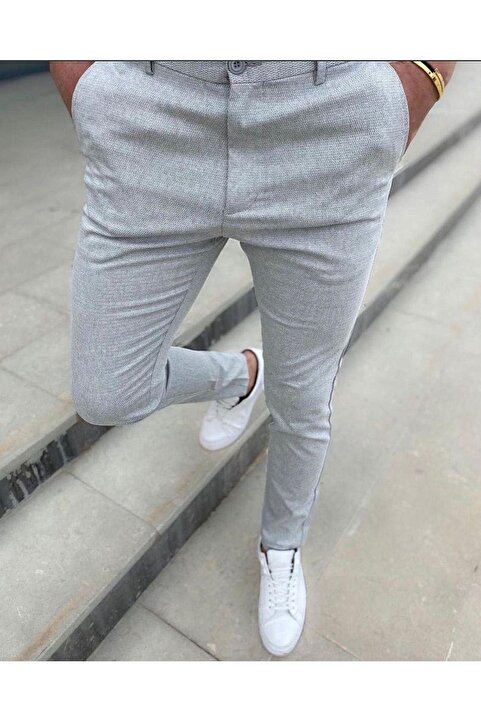 wamoss Kendinden Desenli Japon Kesim Slim Fit Likralı Keten Pantolon 2024 Ktn1