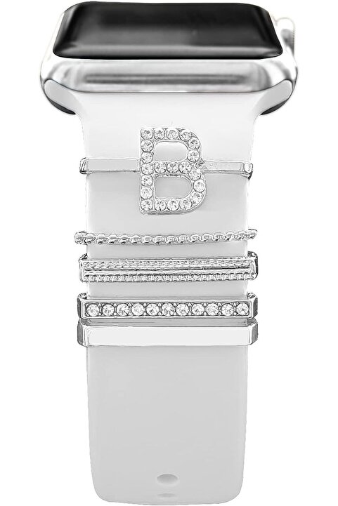 mimtec Apple Watch Uyumlu Harfli Charm Aksesuar Tüm Seriye Uyumlu Akıllı Saay Charm B