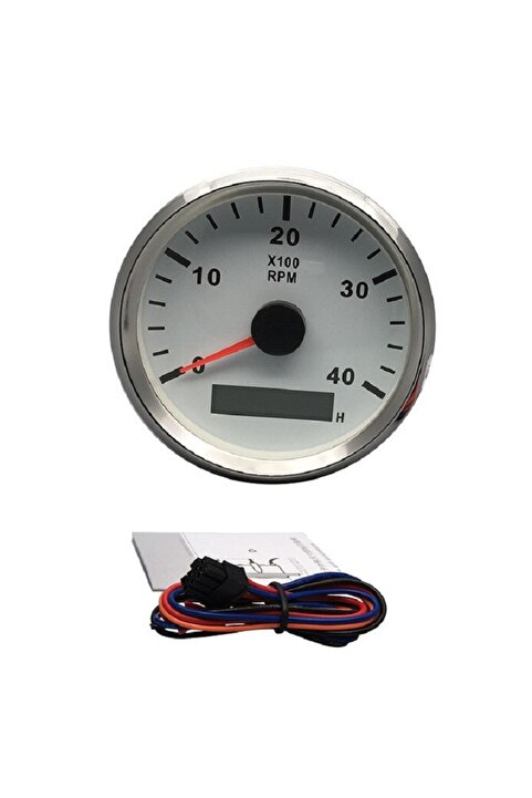 Mors Tekne Devir Göstergesi. 4000RPM. Beyaz. 12/24V. Motor Zaman Saatli