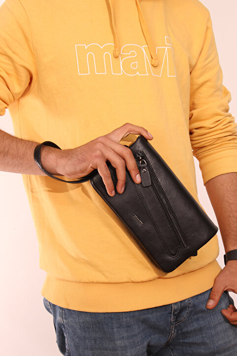 Grande 4272 Hakiki Yüzde Yüz Deri El Çantası El Pörtföyü Clutch Çanta SİYAH