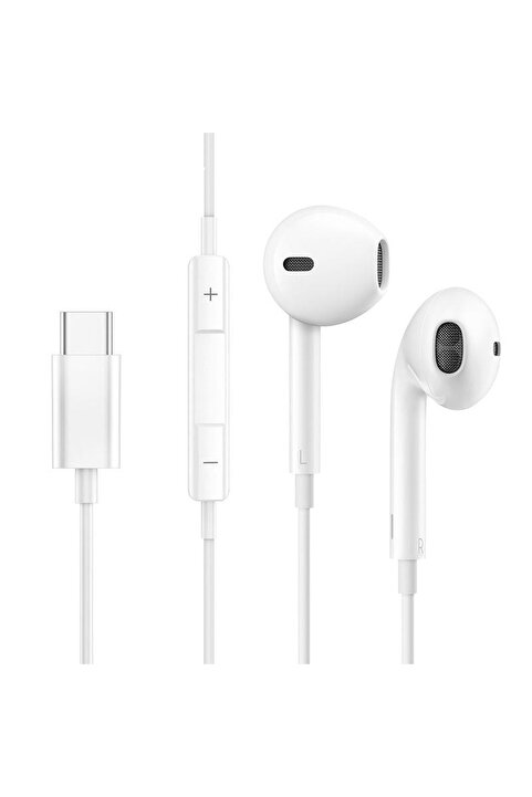 EVAX iPhone 15/16/17 Serileri ile Uyumlu Eco-304 Type-C Girişli [Tak Çalıştır] Dahili Mikrofonlu Stereo Kulaklık