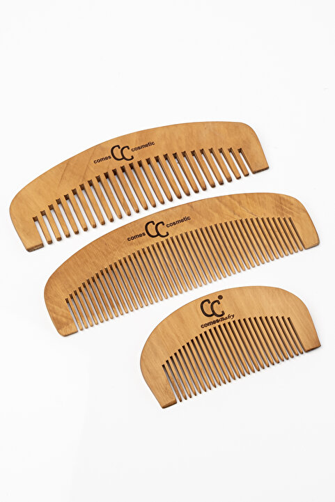 ComesBeauty 3'lü Şimşir Tarak Set %100 Doğal (Anne Bebek Çocuk Seti) Oval Set