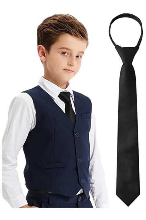 Trenderrs Erkek Çocuk 5 - 10 Yaş Lastikli Saten Kravat