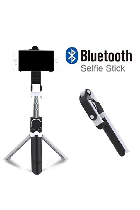 ELSE NIPPON Siyah-beyaz Bluetooth Kumandalı Selfie Çubuğu-tripod Vlog Monopod Telefon Tutucu