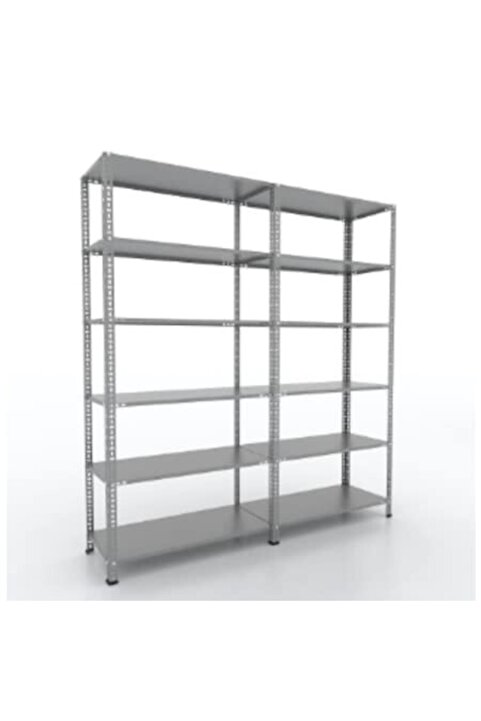 Herrafburada Çelikrafburada 6 Katlı Duble 2 Li Galvaniz Çelik Raf Arşiv Depo Kiler Rafı 31x75x200