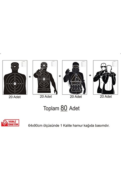 SİM Taktik Atış Hedef Kağıdı Karma Paket 20x4